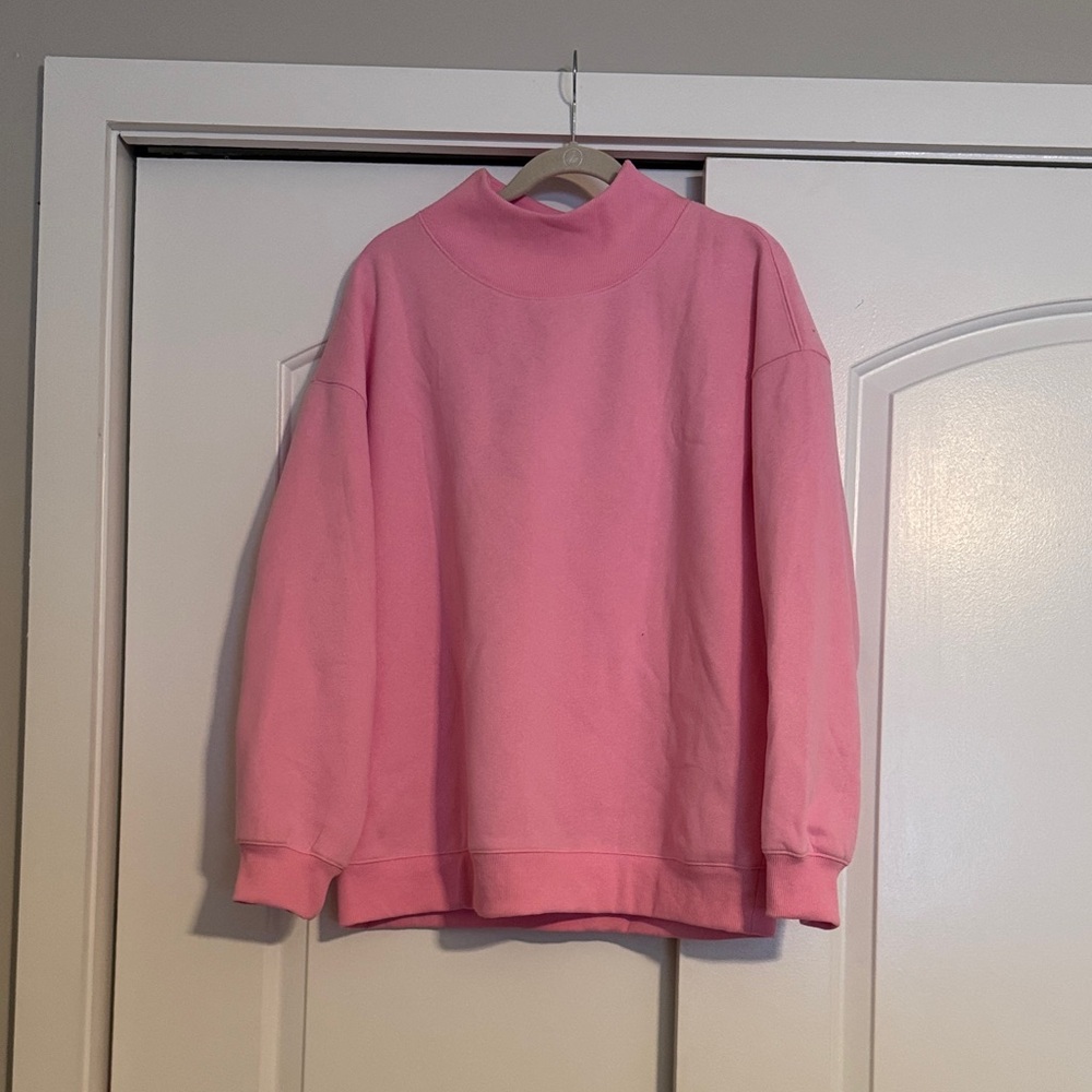 Pink Mock Neck Sweatshirt